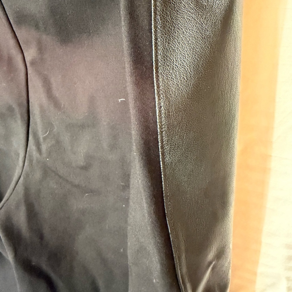 Chico’s Faux Black Leather Front Pants 3/16 Stretch Back-side - Picture 2 of 8
